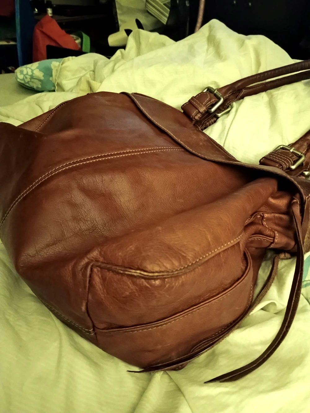 SUNDANCE BROWN ITALIAN LEATHER HANDBAG!! BEAUTIFUL! DISTRESSED